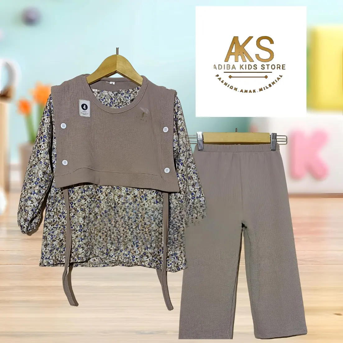 stelan anak perempuan 3 kombinasi usia 4 sampai 12 tahun Setelan Baju Muslim Gamis