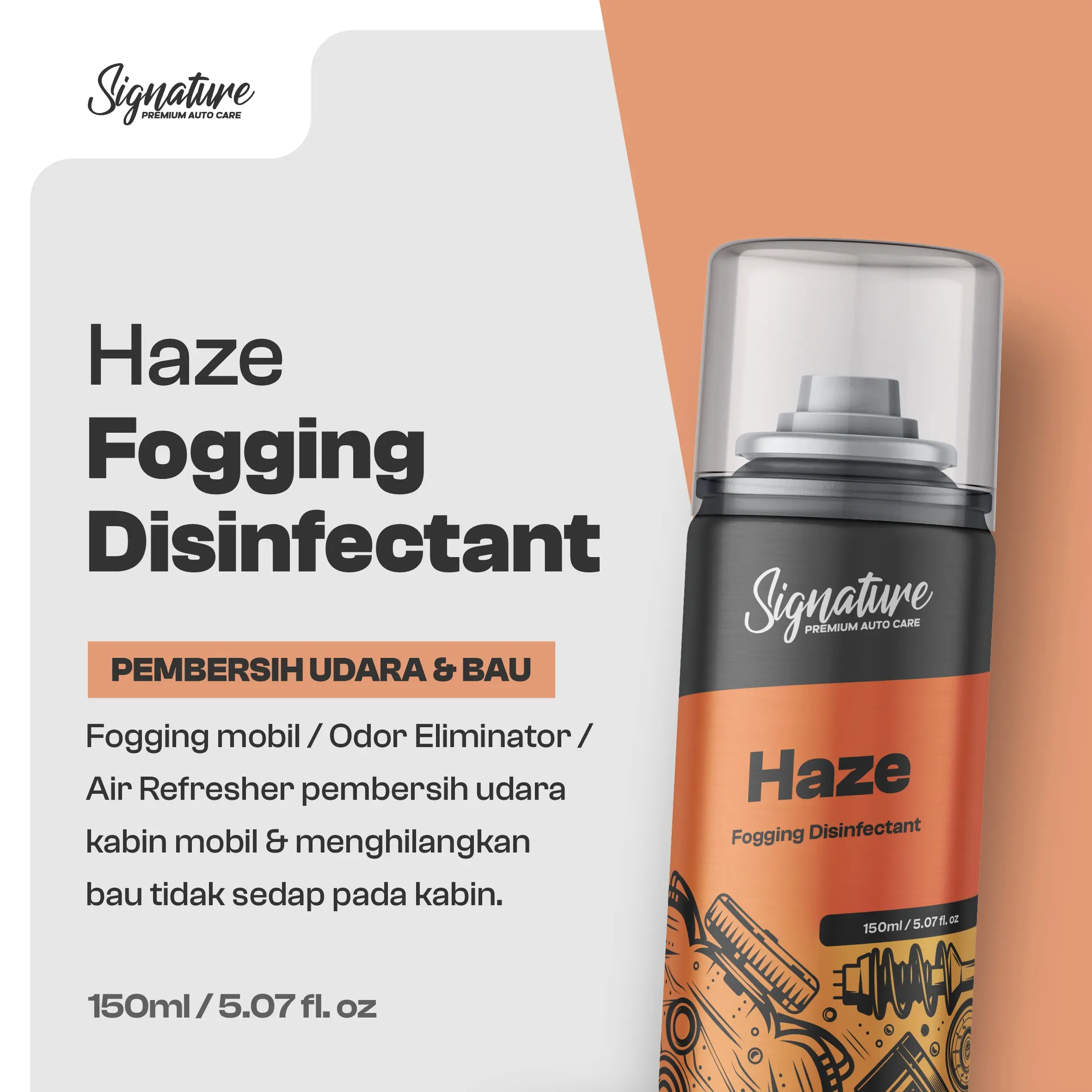 HAZE One Push Fogging Mobil - Odor Eliminator, Penghilang Bau, Disinfectant / Disinfektan Interior Kabin, Air Refresher Freshener | Signature Auto Care