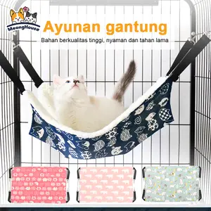 Hammock Kucing Anjing Empuk & Tahan Lama, Tempat Tidur Hewan Peliharaan Mudah Dibersihkan, Ukuran Besar, Anti-Selip, Portabel untuk Kucing, Sugar Glider, dan Hewan Kecil