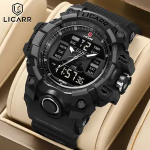LICARR Fashion Multifungsi Jam Tangan Pria Model Olahraga Jam Tahan Air dengan Alarm Stopwatch 9536