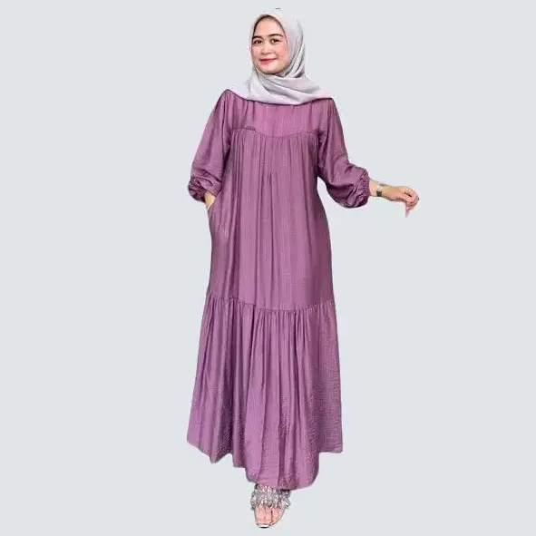 NATHA GAMIS DRESS WANITA SIMPLE ELEGANT MEWAH REMAJA DEWASA REMPLE BUSUI POLO LINEN LD 120 CM