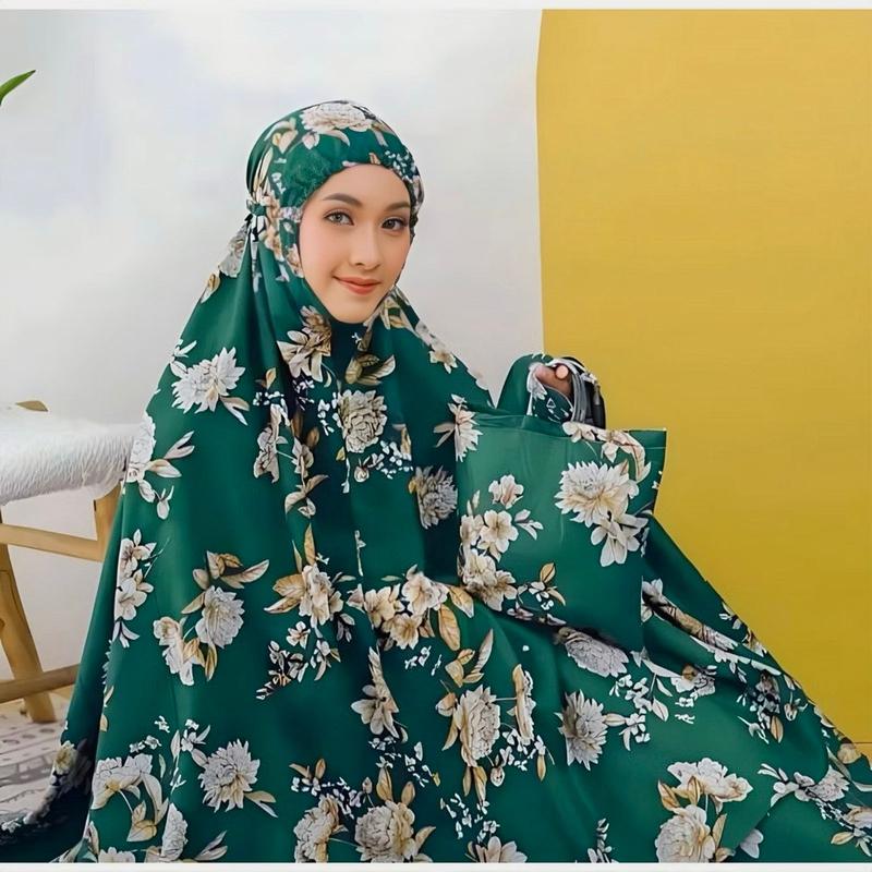 Mukena Dewasa Katun Premium Bunga Sakura Travelling Mewah Mukena Adem Motif Katun Bali Mukenah Muslim Renda Cantik Wanita Nyaman viscose rayon zura pink 4