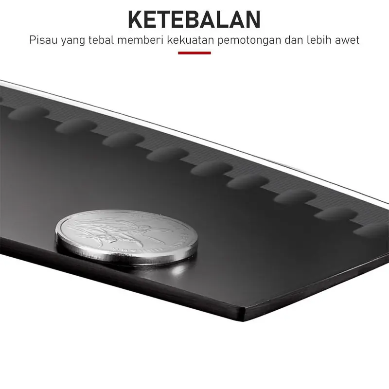 COD - J12 - Set Pisau Dapur Hitam 5 Pcs in 1 Cetakan Telur Chef Knife Cleaver Termurah Pisau LB 4