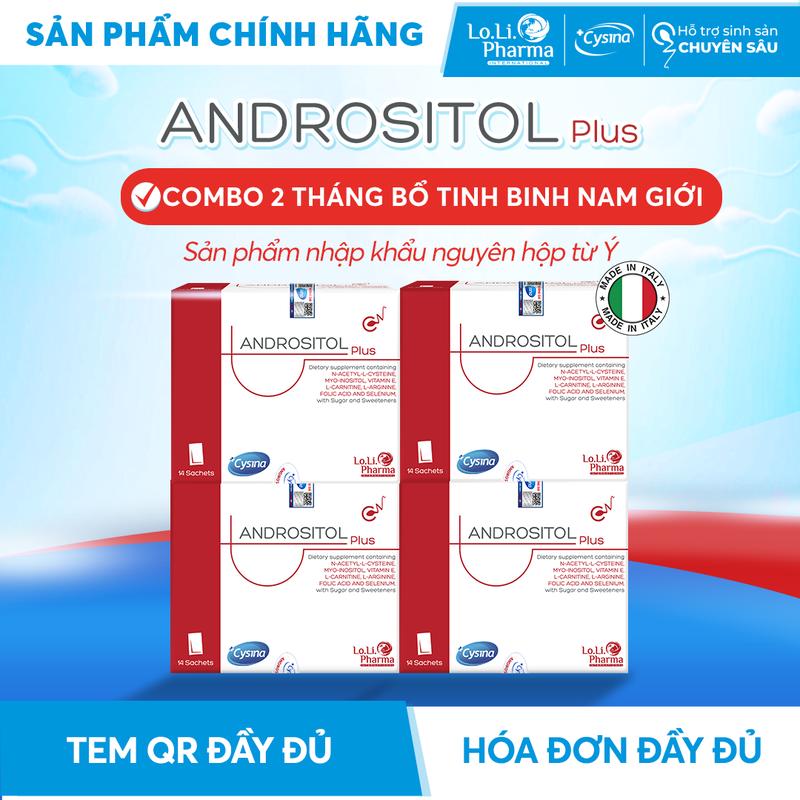 Andrositol Plus - Combo 2 tháng Bổ Tinh Trùng Nam Hộp 14 Gói Chính Hãng Nhập Khẩu Ý Của Cysina