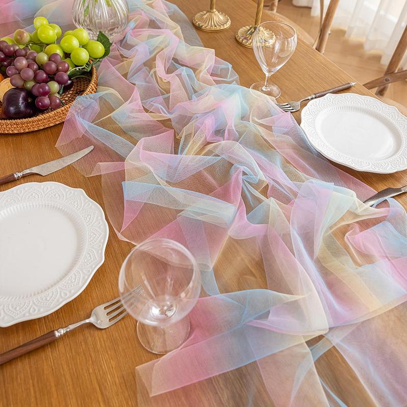 Product Introduction of Rainbow Color Gradient Tablecloth, Rectangular Tablecloth, Table Decoration Supplies for Home Kitchen Dining Room Wedding Birthday Party 2