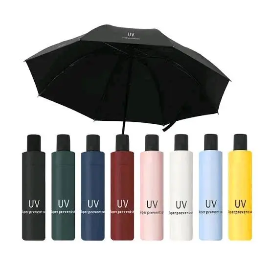 Payung Lipat UV Anti Panas Dan Hujan Anti Air Dan Bocor Warna Polos