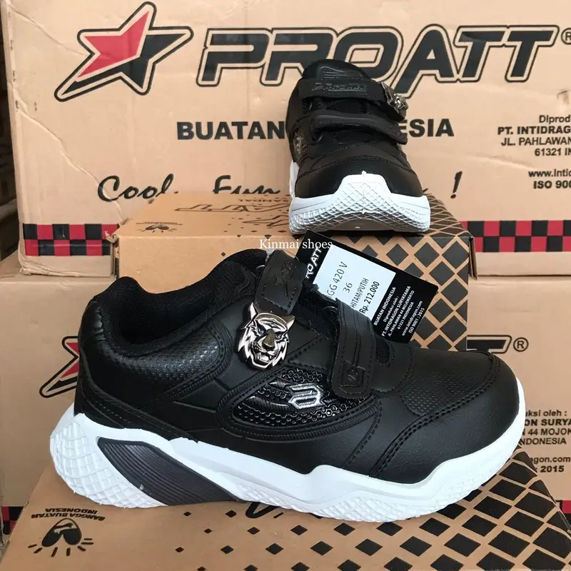 FREE KAOS KAKI Sepatu PRO ATT MGG 420 V Size 28 29 30 31 32 33 34 35 36 37 Sneaker Magnet Hitam Putih Sekolah Fashion 3