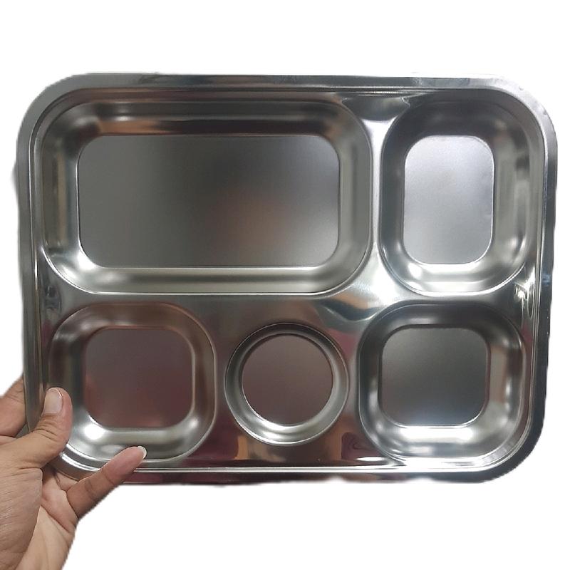 Piring Makan 5 sekat  Bahan Stainless Steel Tempat Makan Fast Food 5 Sekat 4