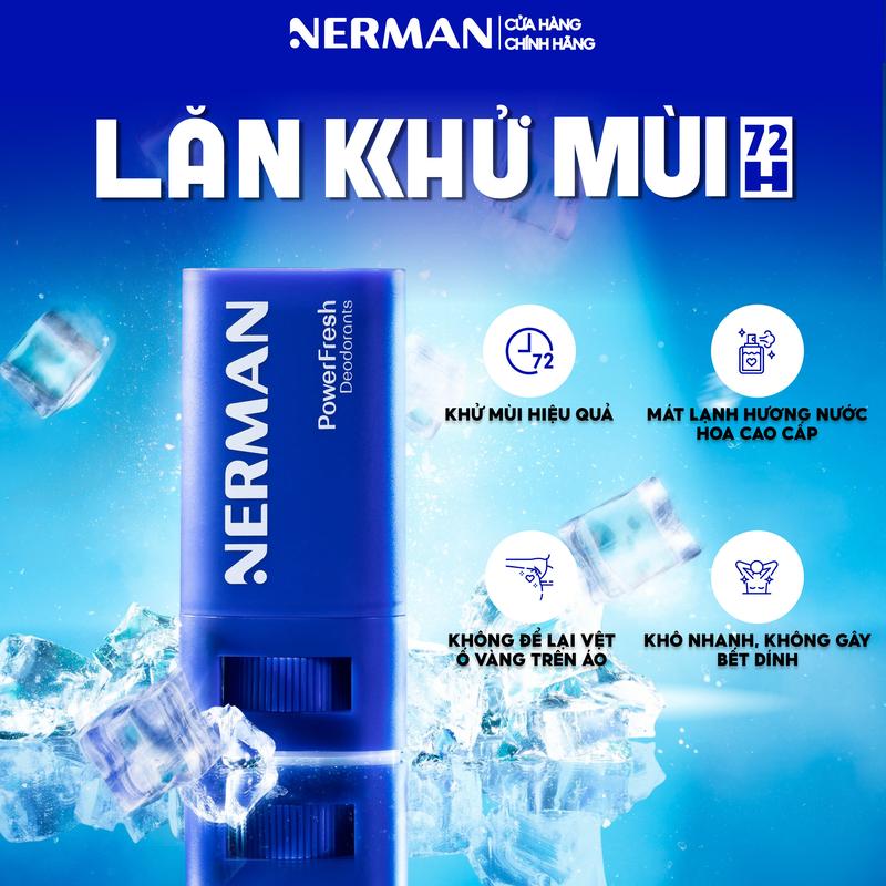 Lăn khử mùi cho nam dạng sáp hương nước hoa Nerman Power Fresh 18g