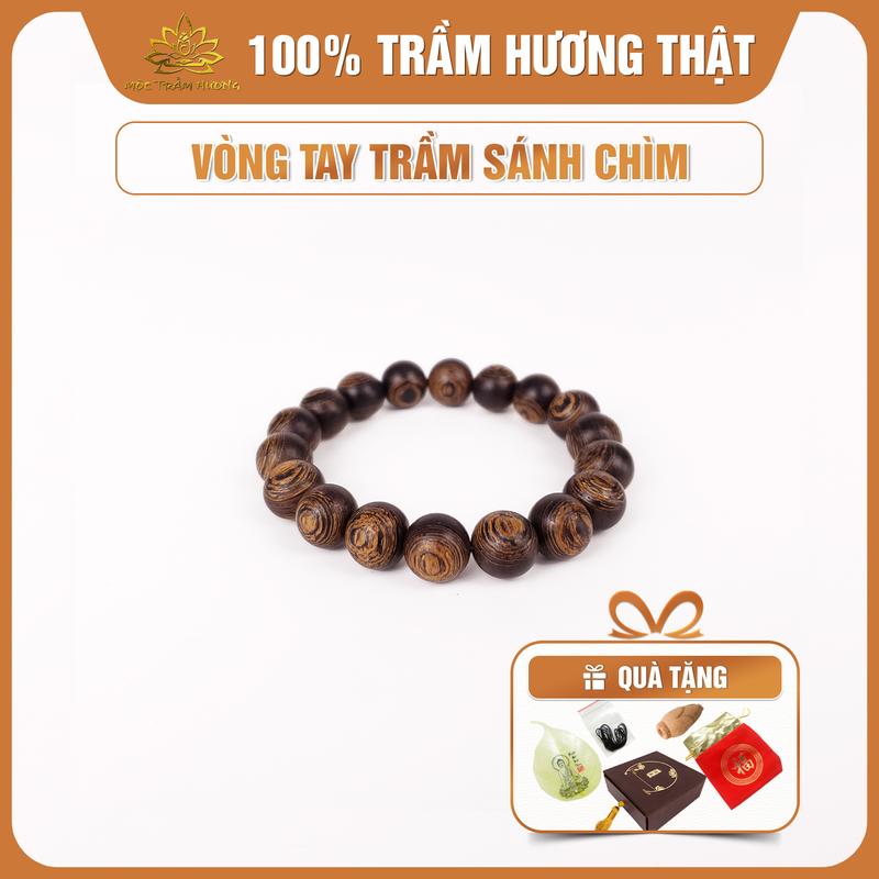   MTH  Vòng Tay Trầm Hương Sánh Chìm Hạt Tròn Đơn  Mộc Trầm Hương  - Vòng Trầm Đủ Size Nam Nữ Phụ Kiện Hộp Túi Nhung Lá Bồ Đề Nụ Trầm Dây Xâu - Đeo Tay Voi Chim 