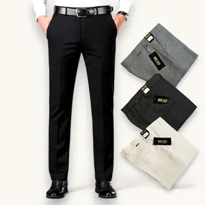 Celana Formal Pria Dewasa Panjang Slimfit Kerja Kantor Casual Katun Bahan Dasar Kain Semi Woll Polos Hitam Abu Tua Ukuran 27-38 Nyaman Kekinian