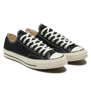 Sepatu Convers70s Low Glossy Black White Sneakers Sneakers Pria Wanita Casual Hitam Putih