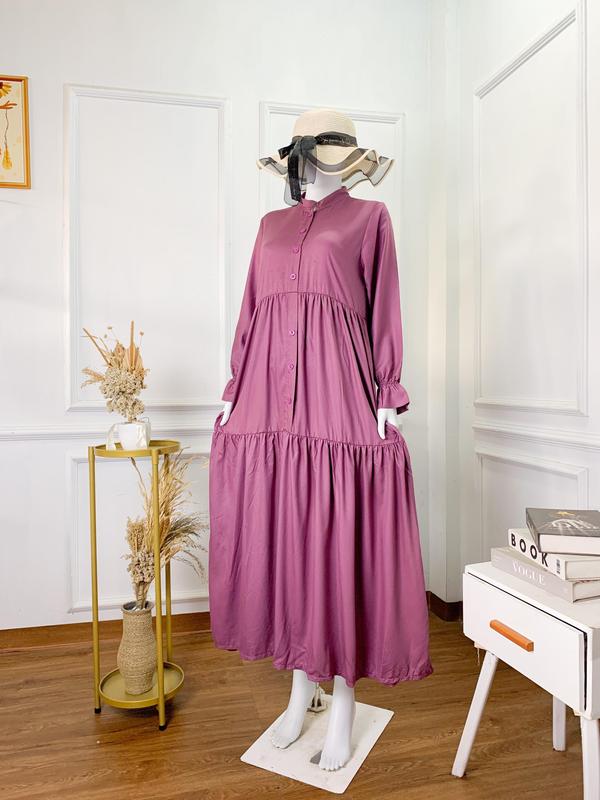 DRESS MEDINA POLOS BAHAN RAYON TWIL PREMIUM BY SHAFIRA/GAMIS/BAJU WANITA DEWASA Muslim Twill Mewah Midi Maxi 6
