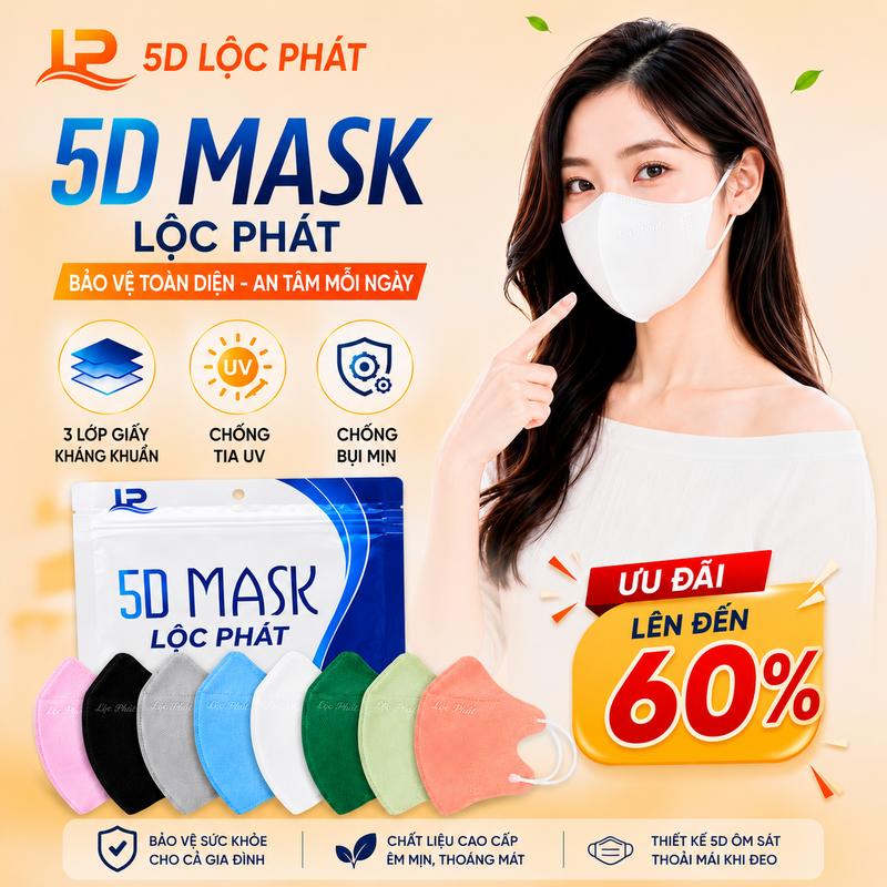 Khẩu Trang Thịnh Phát 5D Khẩu Trang Ôm Mặt Dành Cho Người Lớn Ngăn Ngừa Khói…