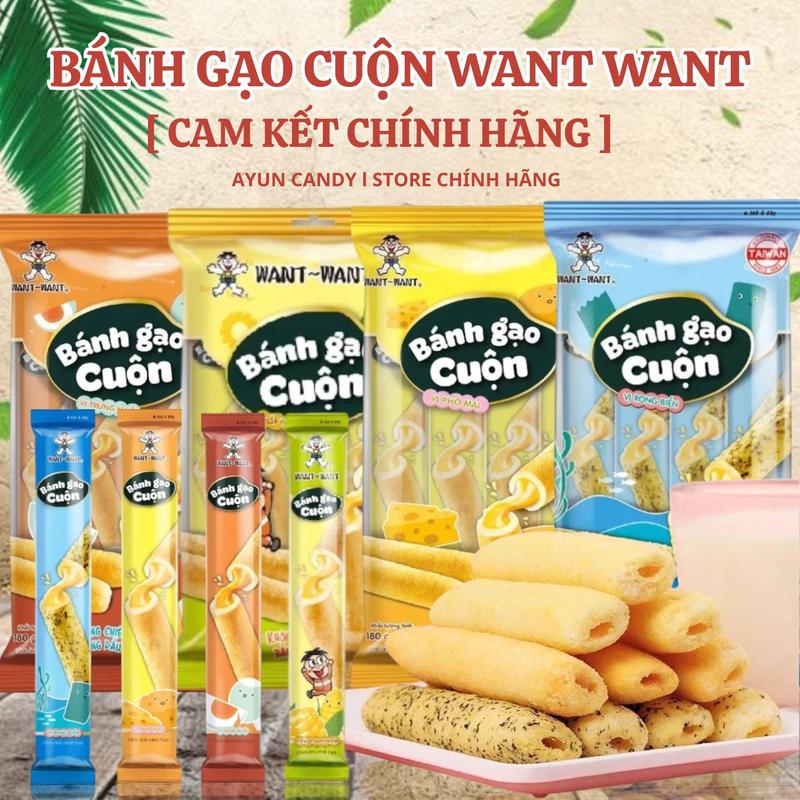  Bánh Gạo Cuộn Want Want Vị Phô Mai Bắp Rong Biển Trứng Muối - Bánh Gạo Want Want 