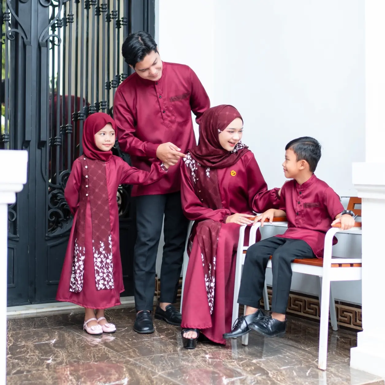 NAZETA GAMIS SARIMBIT KELUARGA MADE BY ORDER SHAKILA RAYON SET HIJAB HANYA DRESS BUNDA SAJA ( Bisa custom ukuran size keluarga besar )