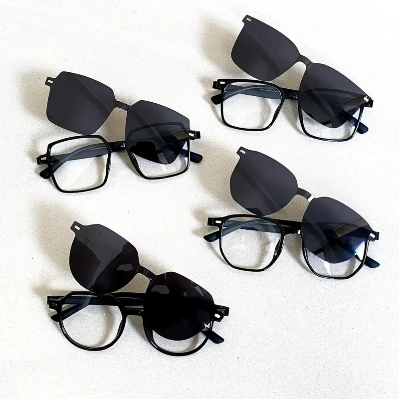 Kacamata  Clip On Series 2in1 / Kacamata Oval Kotak Kokoh Minus Anti Radiasi / Photochromic / Bluecromic / Photobrown | Vascka Eyewear | Kacamata Hitam Sunglasses Minus / Kacamata Bongkar Pasang Pria Wanita / Kacamata Plastik Solid Gaya Fashion Kekinian 2