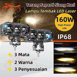 【Garansi 10 tahun】Produk 100% asli 35w LAMPU TEMBAK LASER LAMPU 3 Mata Full Alumunium Premium Kuning-Putih TEMBAK MINI SQL 3 Mata