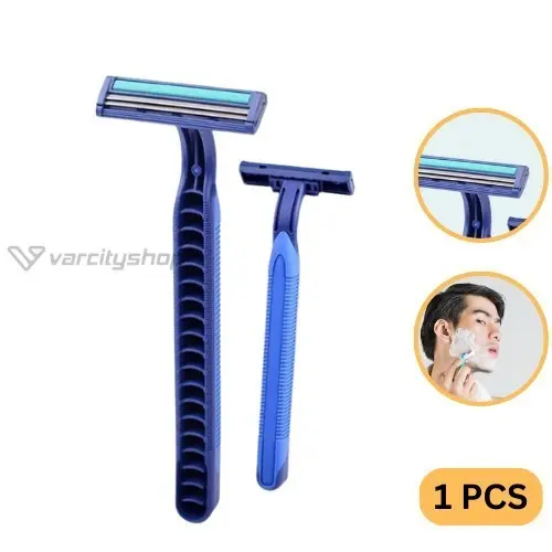 Alat Cukur Mata 2 Biru Alat Pisau Cukur Kumis Jenggot Disposable 0