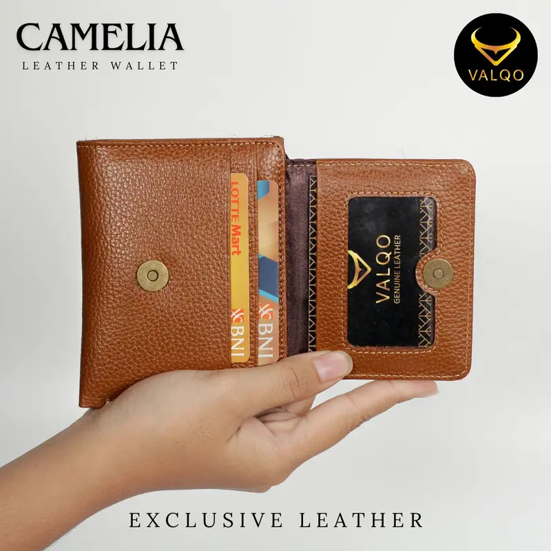 VALQO CAMELIA Dompet Kulit Sapi Wanita Dompet Kartu Resleting Dompet wanita Dompet kecil Dompet Pendek 2