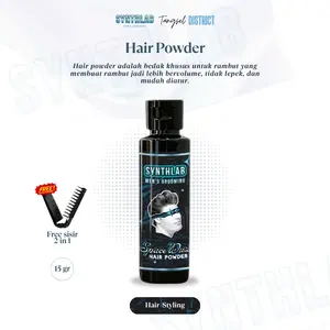 Synthlab Bedak Styling Rambut Pria 15 gr - Natural Hair Powder Membuat Bervolume & Anti Lepek Dengan Sisir Gratis 2in1