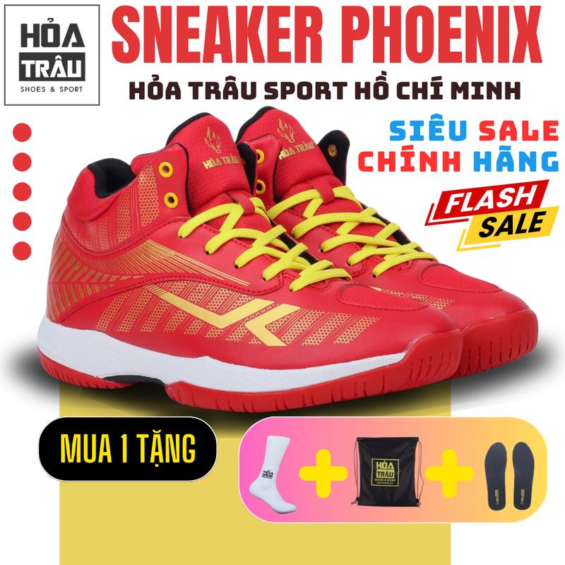 (Đổi size nếu không vừa + quà tặng kèm) Giày thể thao bóng chuyền bóng rổ Sneaker Sport Thể Thao thời trang chính hãng HỎA TRÂU PHOENIX Da MICROFIBER đế Cao Su phylon bám sân, chống trượt, hỗ trợ bật cao Giày Thể Thao Nam Nữ Unisex tặng tất túi rút