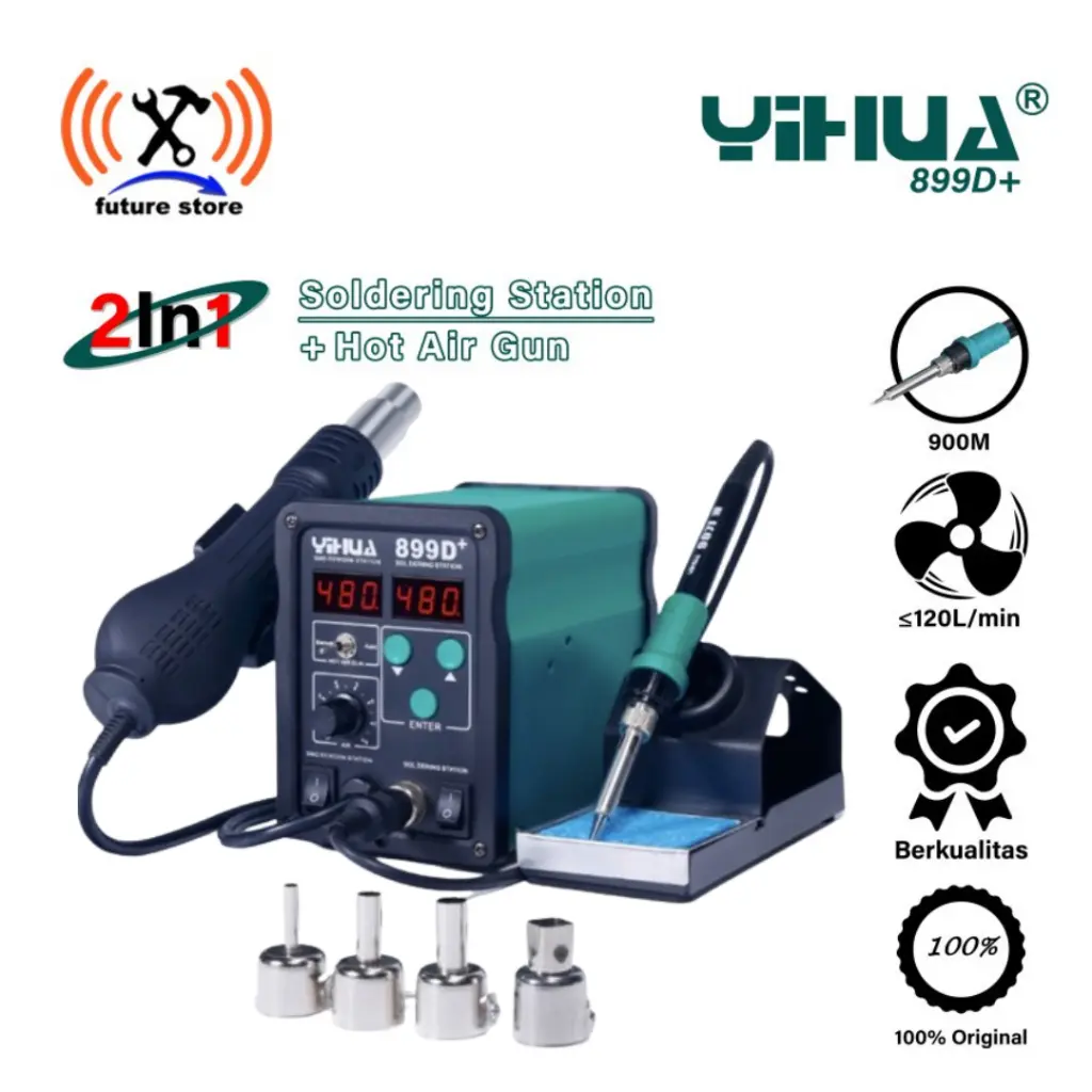 Termurah !! YIHUA 899D+ BLOWER / SOLDER UAP 2 IN 1 + SOLDER STATION ORIGINAL