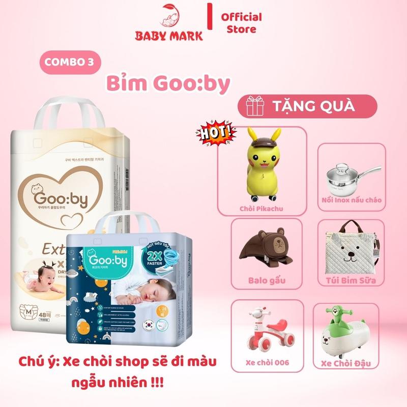  Gooby  MIX-3 Bịch  Tã bỉm Gooby Ngày Và Đêm Siêu mỏng mềm mại chống tràn an toàn siêu thấm hút size NB S M L XL XXL XXXL 