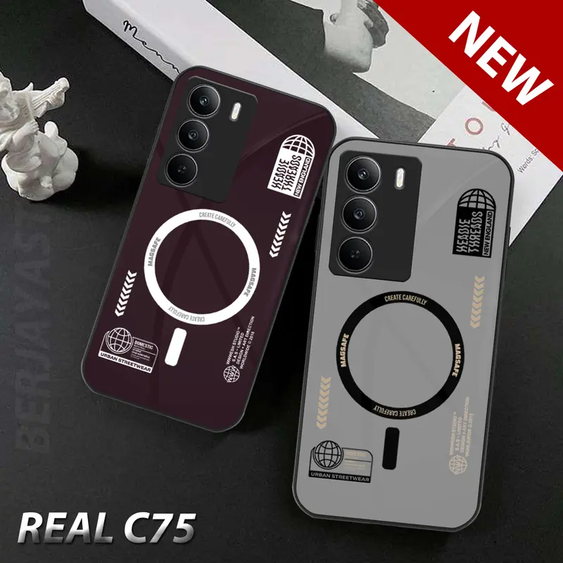 (WS-45) Softcase Glass Case Real C75 Casing Real C75 Case Hp Real C75 Casing Hp Case Magesafe Pelindung Hp Silikon Hp Tahan Benturan Case Hp Case Aesthetic 0