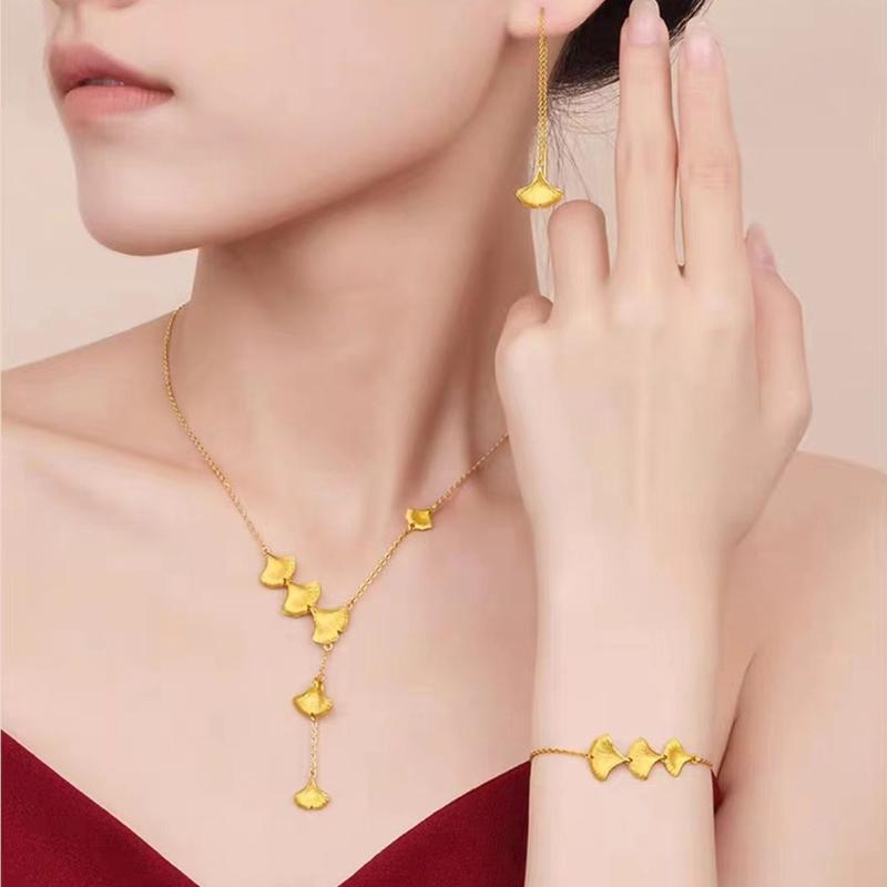 Product Introduction of SS24 Brass Gilding Necklace Bracelet Ring Women's Set 13