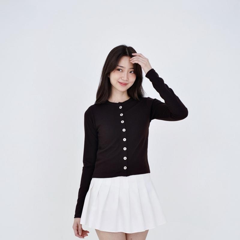 SELVER - Cardigan Knit Atasan Wanita Korean Top Outer Rib Knitted Premium