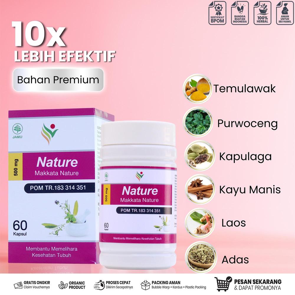 MAKKATA Nature Caps Premium Isi 60 Kps - Temulawak, Purwoceng, Kapulaga, Kayu Manis, Adas & Laos