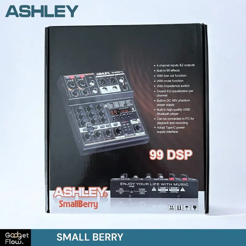 MIXER Audio ASHELY Smallberry mixer 4 Channel 99Dsp, OTG 48V USB Soundcard ORIGINAL Pc Amplifier Metal Komputer 2