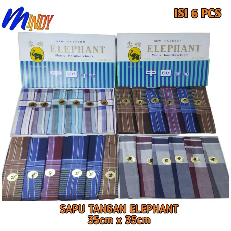 ELEPHANT 1BOX isi 6 pcs Sapu Tangan | saputangan pria | Lap muka 35