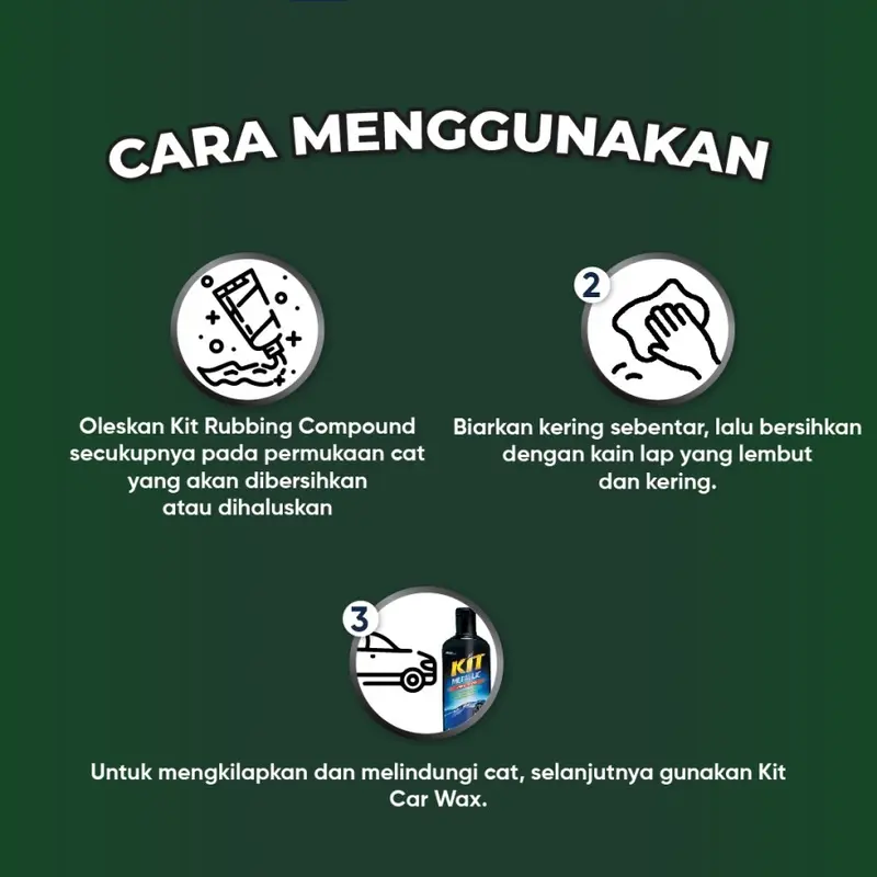 BISA COD/KIT KOMPON PENGHILANG BARET BODY MOBIL/Kit Rubbing Compound Hijau 60gr Menghilangkan Goresan Menghaluskan Dan Mengkilapkan Permukaan Cat 2