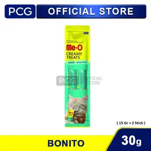 Me-O Snack Kucing Creamy Treats Tuna & Bonito Flavor 2's 30 Gr