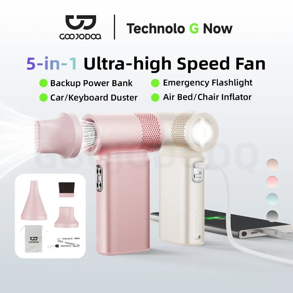 Goojodoq GFS015 Ultra High Speed ​​Kipas 5in1 Multifungsi 100 Gear Wind kipas angin Dengan lampu darurat dan power bank