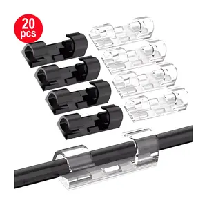 20pcs Klip Kabel Tempel Dinding Meja Klem Clip Cabel Organizer Plastik
