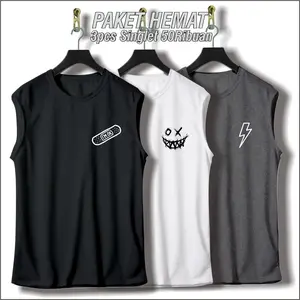 PAKET HEMAT Kaos Singlet Lekbong Distro Paketan 3 pcs 50ribu Singlet Santai Gym