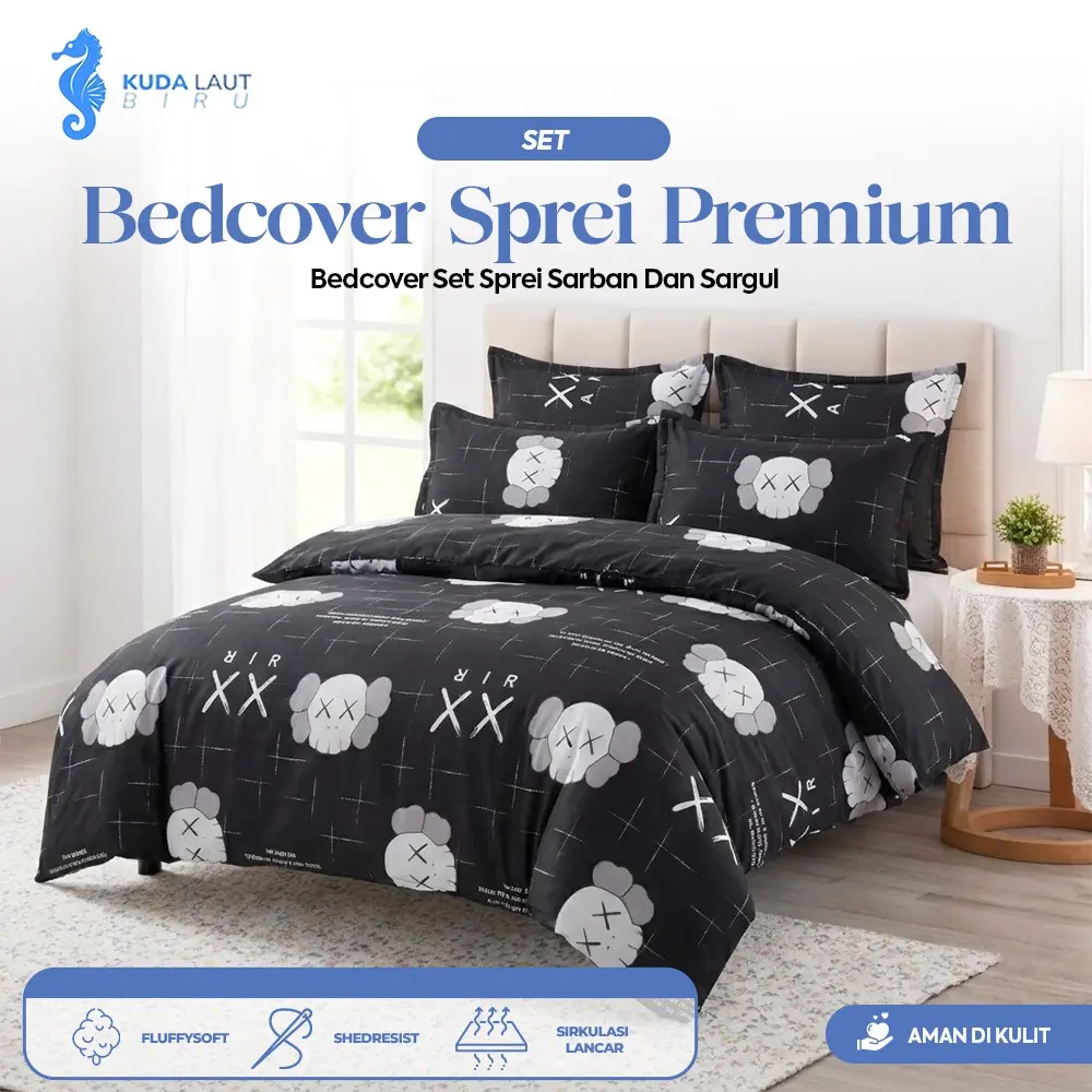 KLB - Set Bedcover Sprei Premium Motif Aesthetic Microtex Lembut Adem Anti Luntur Ukuran 120x200 160x200 180x200cm