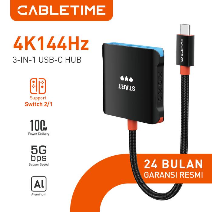 Gambar CABLETIME USB C to HDMI PD USB 3.0 3In1 for NES Switch Oled 2 dari Cabletime Indonesia Kota Administrasi Jakarta Barat Tokopedia