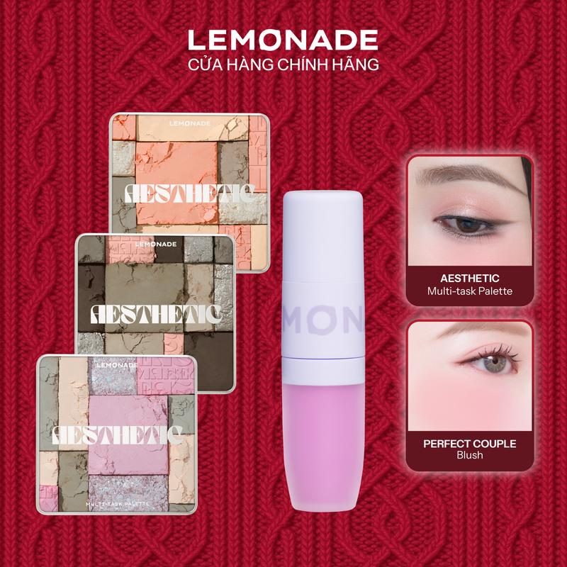  Combo 01 Bảng phấn mắt đa năng Lemonade Aesthetic Multi-task Palette 10.8g và 01 Má kem mịn lì thuần chay Lemonade Perfect Couple 8.5g 