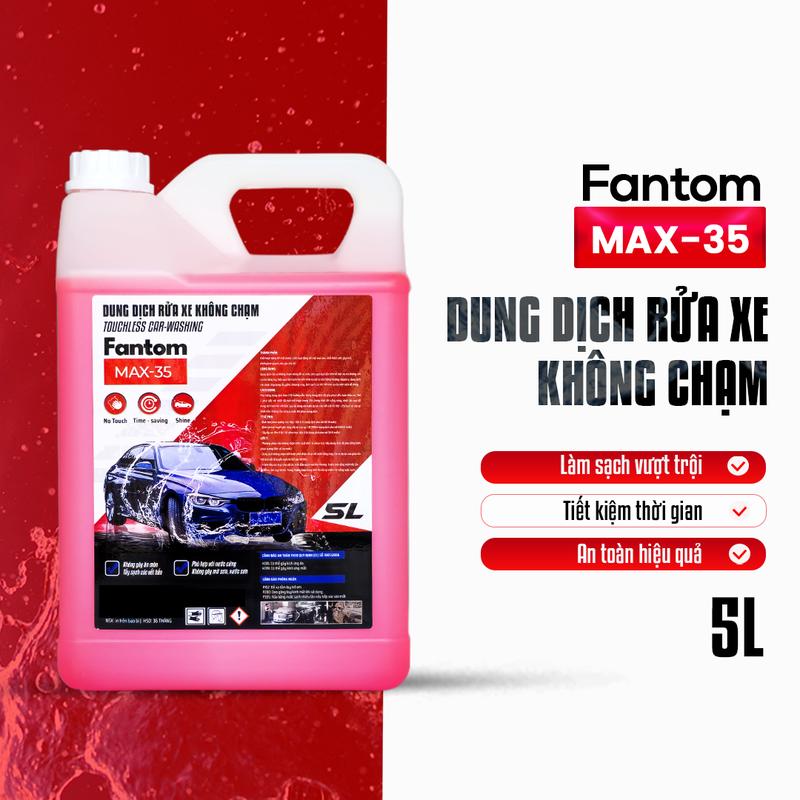 Nước Rửa Xe Không Chạm Fantom Max35 (5 lít) | Dung Dịch Rửa Xe Không Chạm, Bọt Tuyết Không Chạm Rửa Xe Ô Tô, Xe Máy Siêu Sạch, Bảo Vệ Màu Sơn Xe