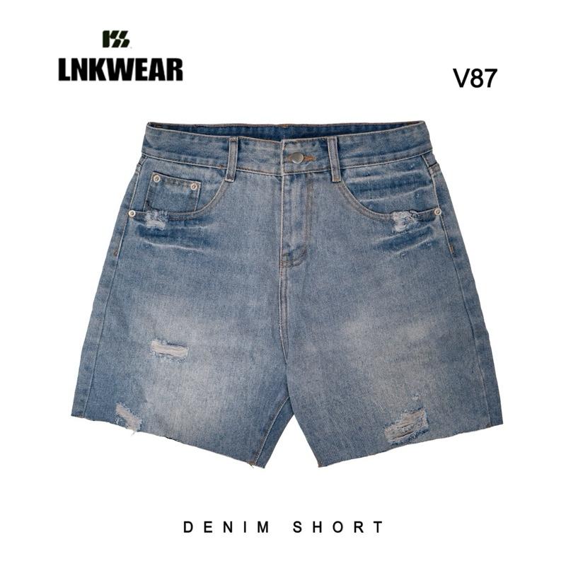 QUẦN SHORT JEAN UNISEX DENIM LIGHT BLUE V87 LNKWEAR Nam Menswear Cotton Có Túi