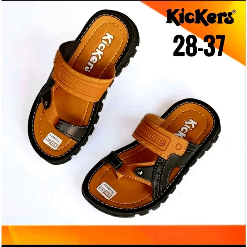 Promo Sandal Anak / Sandal Ank kickrs /Sandal Ank Kulit/ Sandal Anak SD/ Sandal Japit Motif 2 Warna/ size 28-37 Usia 3-10 Tahun Sepatu Fashion Karet 2