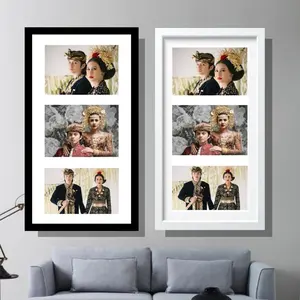 CETAK 3 FOTO KOLASE BINGKAI PAPAN MDF 15x30cm LAMINASI GLOSSY FREE EDIT