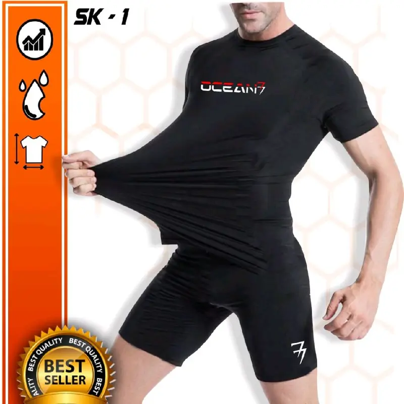 Setelan Baju renang pria - kaos renang dan celana renang pendek paket isi 2pcs 2
