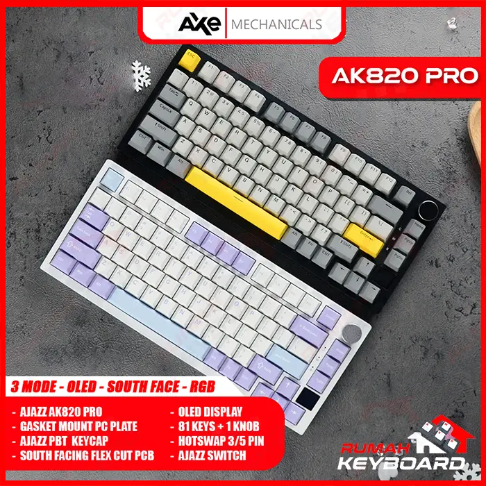 MECHANICAL KEYBOARD - AJAZZ AK820 PRO - 75% - OLED - GASKET - SOUTH 2
