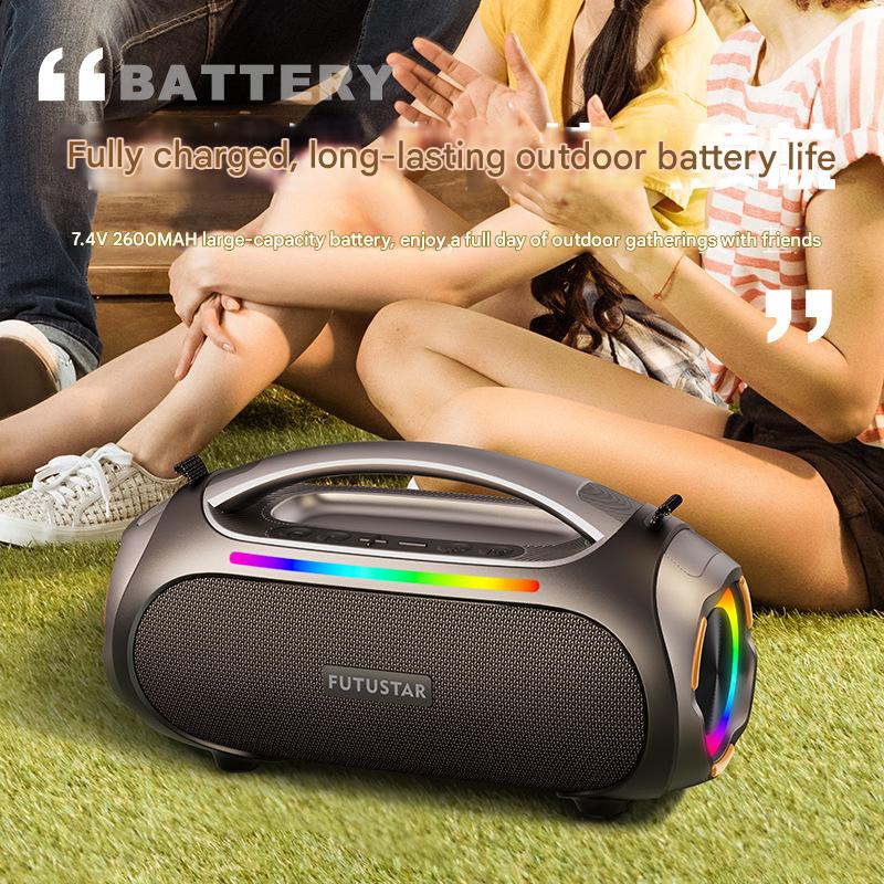 60W New High-Power Bluetooth Speaker, Outdoor Portable Waterproof Bass Speaker, Loud Volume with TF Card Slot
