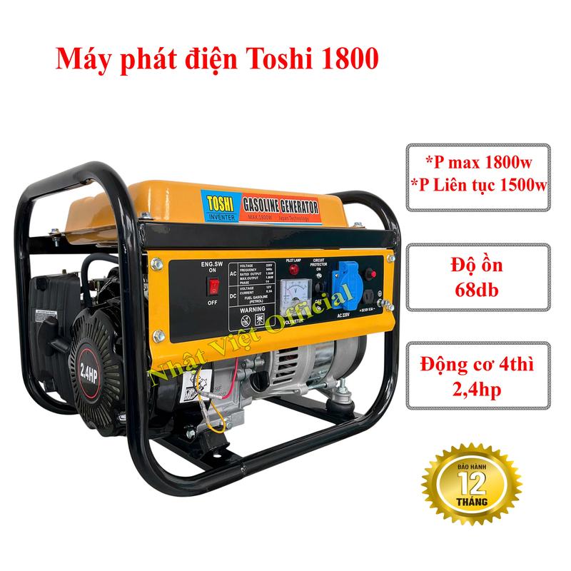 Máy phát điện 1,8kw Toshi 4 thì chạy xăng cho gia đình